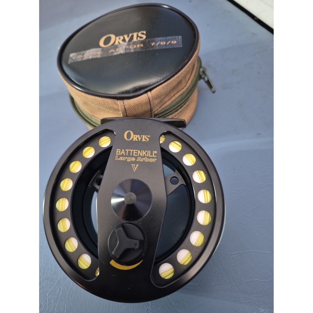 Orvis Battenkill Large Arbor V Fly Reel Black Battenkill Line With Reel Case Euc